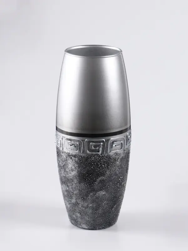 Ваза &laquo;Абстракция&raquo;, полоса, овал, h=26 см, стекло, серо-чёрная