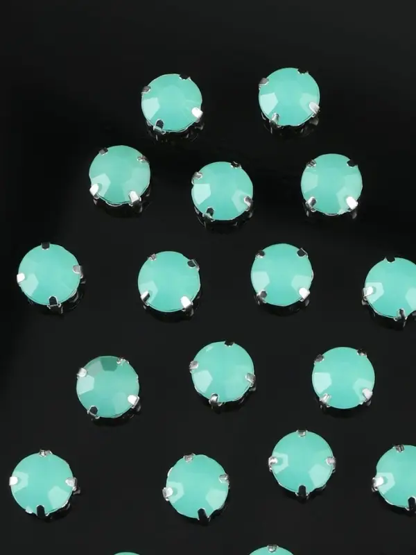 Стразы пришивные &laquo;Шатон&raquo;, круглые, в цапах, d=10 мм, 20 шт., зелёные