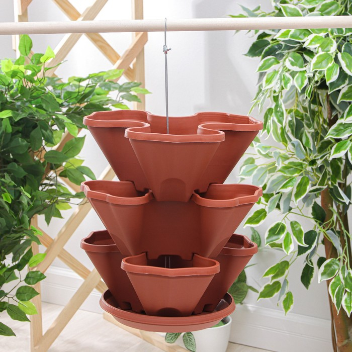 Кашпо многоярусное &laquo;Каскад&raquo;, 3 шт, 12 л (секция 4 л), цвет терракотовый