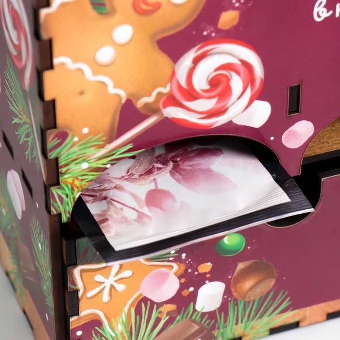 Чайный домик с ящиком "Пряничный дом" 20х15х8,5 см