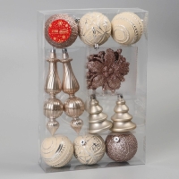 Ёлочные игрушки, пластик, набор  13 шт "Изыски праздника" белый золото