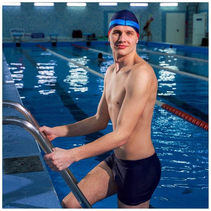 Шапочка для плавания взрослая ONLYTOP &laquo;Полосы&raquo;, тканевая, обхват 54-60 см