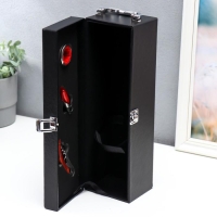 Шкатулка дерево, кожзам под бутылку "Гладкая кожа" 3 предмета 35х11х12 см