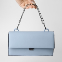 Цепочка для сумки, с карабинами, металлическая, плоская, 18 &times; 13 мм, 30 см, цвет серебряный