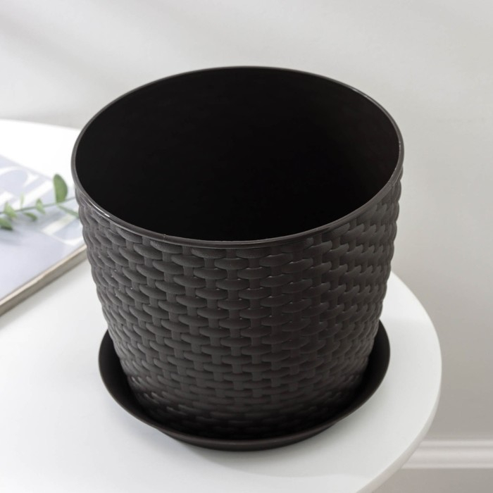 Горшок с поддоном &laquo;Ротанг&raquo;, 4,7 л, цвет коричневый