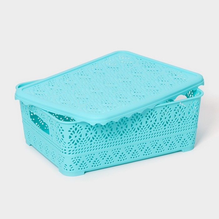 Контейнер для хранения с крышкой &laquo;Ажур&raquo;, пластик, 35&times;27&times;12 см, цвет МИКС