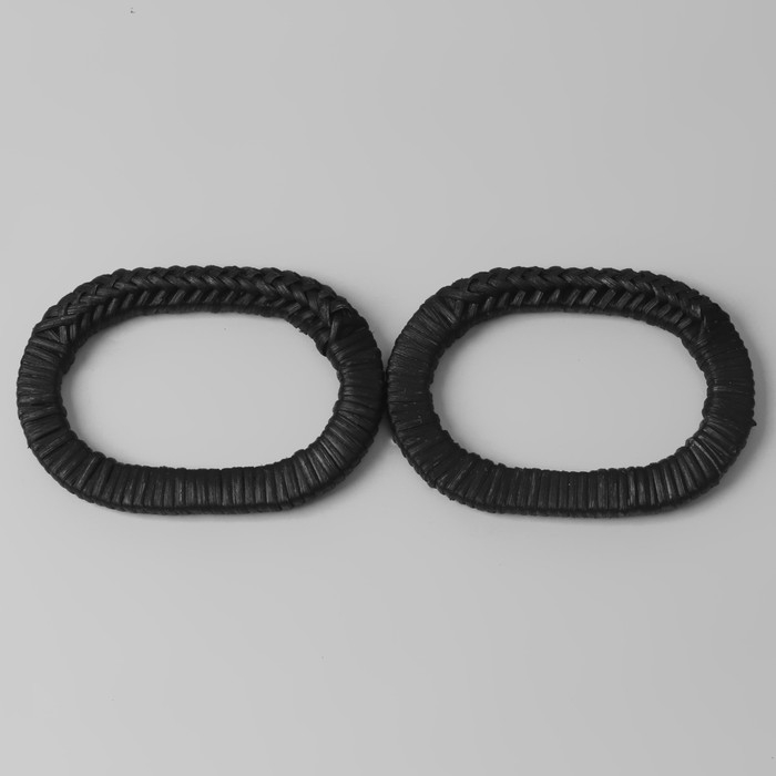 Ручки для сумок деревянные, плетёные, d = 9,8 &times; 5,9 / 13,5 &times; 9,5 см, 2 шт, цвет чёрный