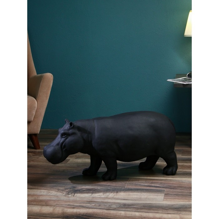 Фигура &laquo;Бегемот&raquo;, полистоун, 41 см, цвет чёрный матовый