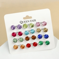 Пусеты 12 пар &laquo;Фантазия&raquo; крупные d=10 мм, цветные в серебре