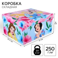 Подарочная коробка с крышкой, складная "Поздравляю" 31х25.5х16 см, Принцессы