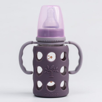 Бутылочка в силиконовом чехле, стекло, классическое горло, +3мес., 120мл., цвет МИКС для девочки