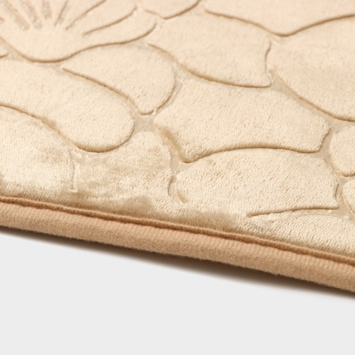 Коврики для ванной и туалета Доляна &laquo;Галька, ракушки&raquo;, 2 шт: 39&times;40 см, 50&times;80 см, цвет бежевый