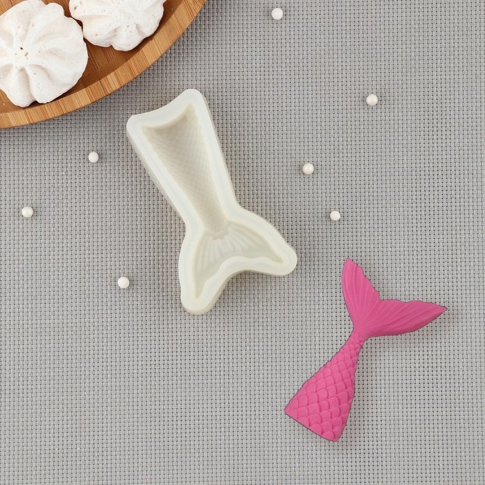 Молд для шоколада Доляна &laquo;Хвост русалки&raquo;, силикон, 9,5&times;5,5&times;2 см, цвет белый