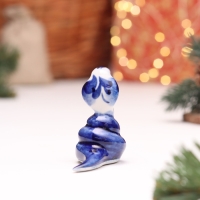 Новый год. Сувенир символ года "Змея", №15, гжель, 5 см