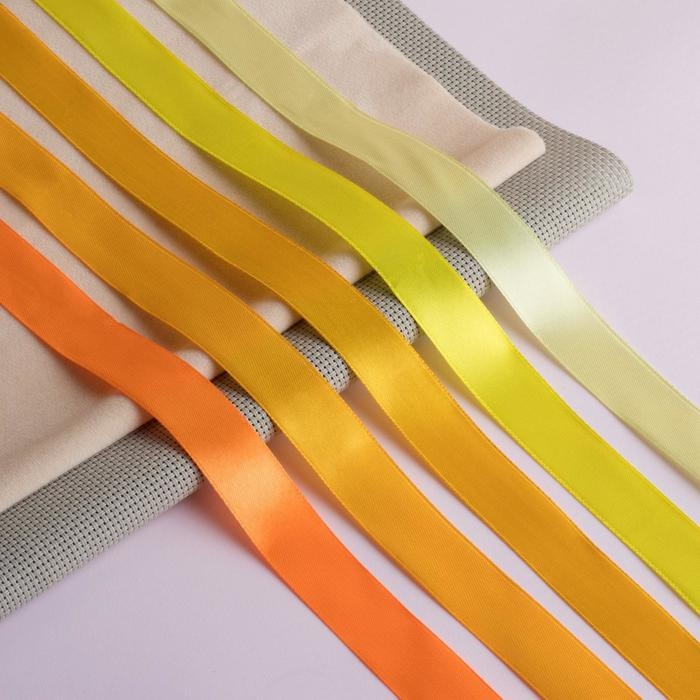 Набор атласных лент, 5 шт, размер 1 ленты: 20 мм &times; 23 &plusmn; 1 м, цвет жёлтый спектр