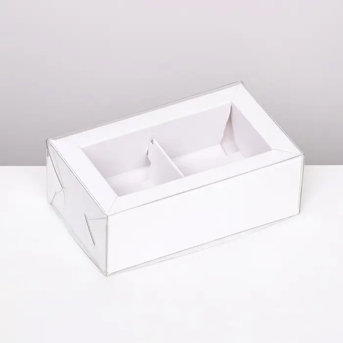 Коробка складная с прозрачной крышкой, 10&times;6&times;3.5 см, белая