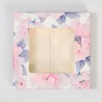 Коробка для шоколада, кондитерская упаковка, &laquo;Цветы&raquo;, с окном, 10.2 х 1.4 х 10.2 см
