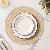 Салфетка сервировочная на стол Доляна &laquo;Дуо&raquo;, d=30 см, цвет бежевый