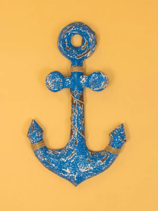 Декор интерьерный "Якорь" дерево 23х2х40 см, цв. ярко-синий