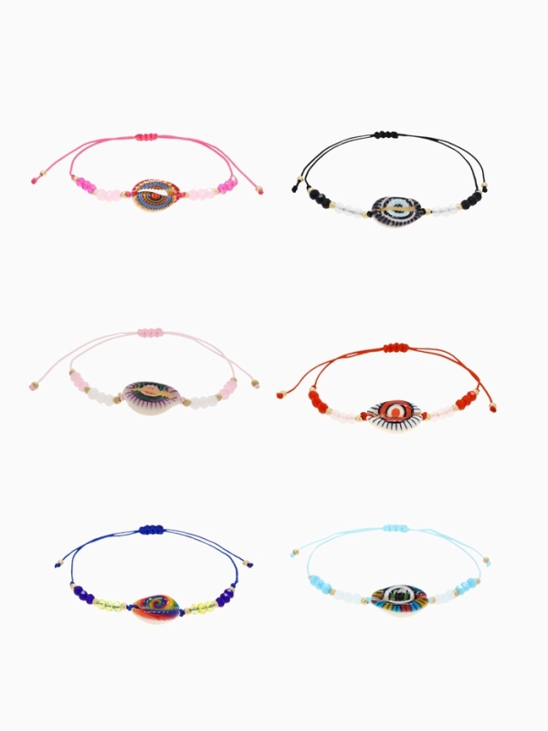 Браслет-оберег &laquo;Глазик&raquo; ракушка (неделимая фасовка 12 шт., цена за шт.), цветной в золоте