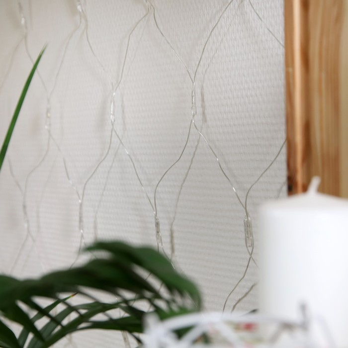 Гирлянда &laquo;Сеть&raquo; 1.6 &times; 1.6 м, IP20, прозрачная нить, 144 LED, свечение зелёное, 8 режимов, 220 В