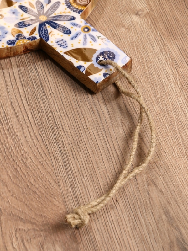 Доска разделочная круглая "Васильки" дерево манго 36х28 см