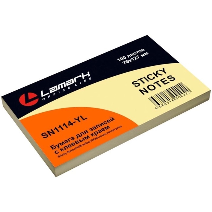 Блок с липким краем Lamark Pastel, 127 &times; 76 мм, 100 листов, жёлтый