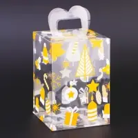 Коробка подарочная новогодняя складная ПВХ &laquo;Ёлочки&raquo; 9&times;9&times;13 см