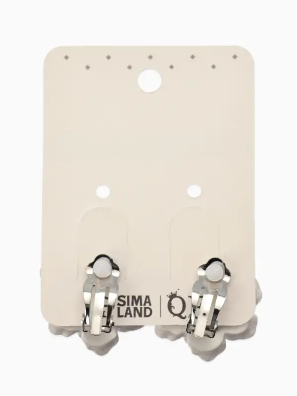 Клипсы "Цветочки" цвет белый в серебре