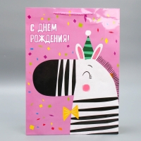 Пакет подарочный ламинированный, упаковка, &laquo;В день рождения&raquo;, L 28 х 38 х 9 см