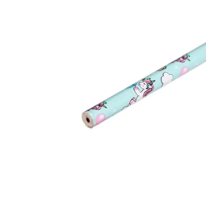 Карандаш чернографитный с ластиком &laquo;Единороги&raquo;, твердость НВ, корпус круглый, МИКС (штрихкод на штуке)