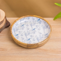 Блюдо "Синие птицы" дерево манго 25х25х4,5 см