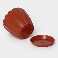 Горшок для цветов с поддоном &laquo;Хризантема&raquo;, 2,1 л, d=16,5 см, h=14,8 см, цвет терракот