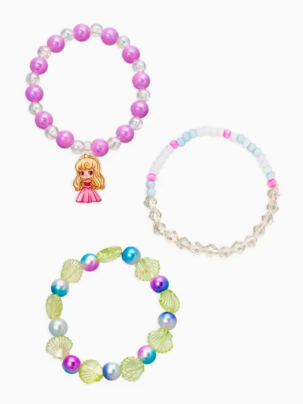 Браслет детский &laquo;Выбражулька&raquo;, 3 шт. набор, принцесса, бусины, цветной