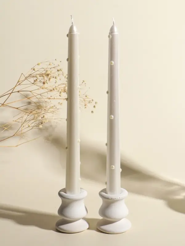 Набор свечей античных, 2,3х25 см, 2 шт "Белый жемчуг" 7,6х28х2,3 см