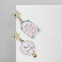 Серьги эмаль &laquo;Путешествие&raquo; воздушный шар, цвет розовый в золоте