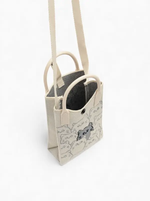 Сумка подр Коты, 12*4*17, отд на кнопке, дл ремень, белый