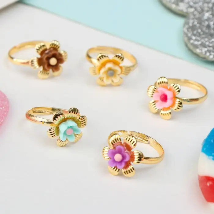 Кольцо &laquo;Выбражулька&raquo; цветочки двойные, МИКС, безразмерное