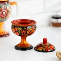 Конфетница, с крышкой, большая, хохлома