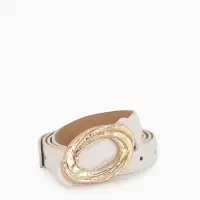 Ремень жен 04-01-01-04, Июнь2513, 2,4*0,3*110 см, без винта, пряж золото, гвоздик, белый