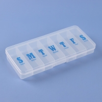 Таблетница &laquo;Неделька&raquo;, английские буквы, 7 секций, цвет прозрачный