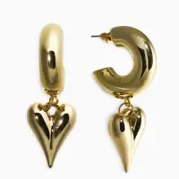 Серьги "Новый стиль", сердечки, цвет золото d2,5см