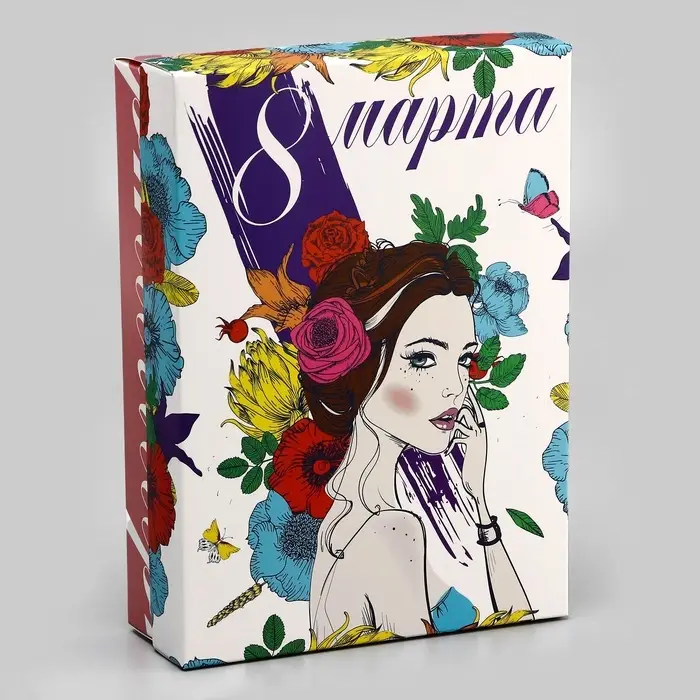 Подарочная складная коробка, упаковка, &laquo;Девушка в весенних цветах&raquo; 21&times;15&times;5.7 см