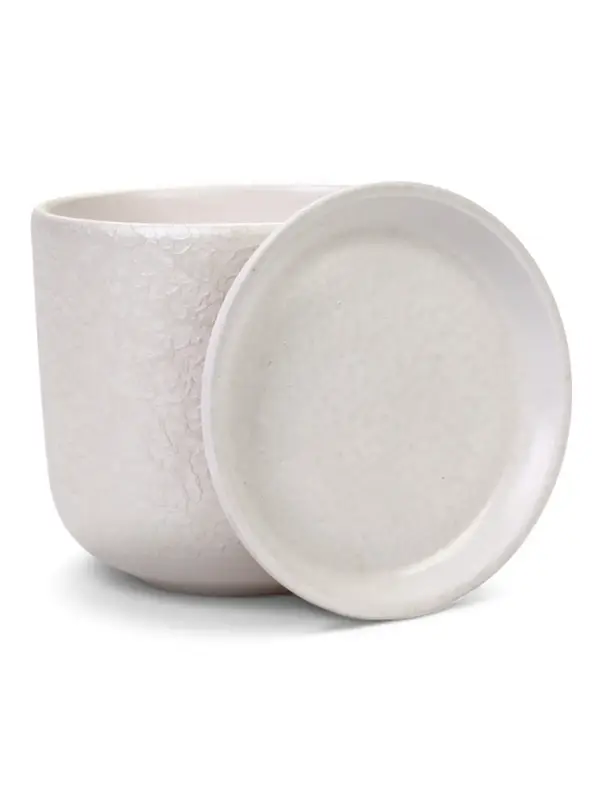 Горшок цветочный с поддоном 1,6 л, d15/h13 см белый керамика, "Перл" (М)