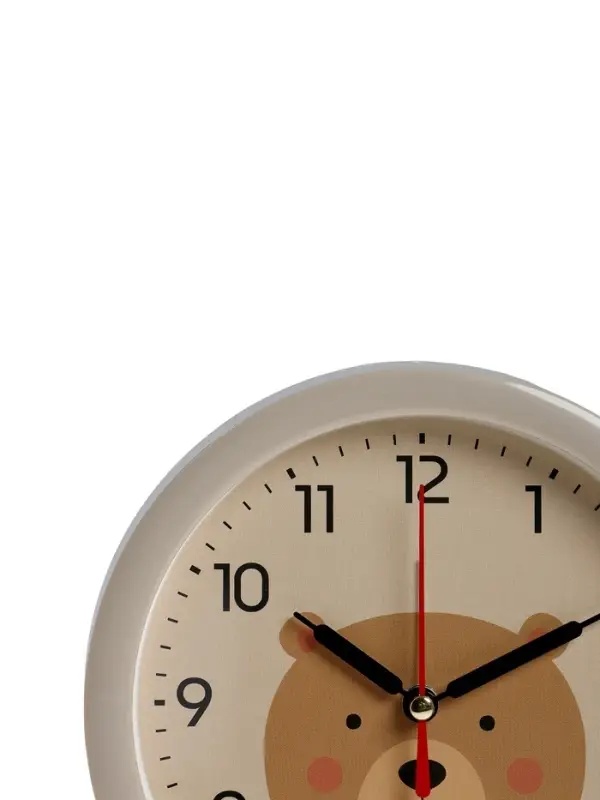 Будильник "Медвежонок", плавный ход, d=15см, бежевый