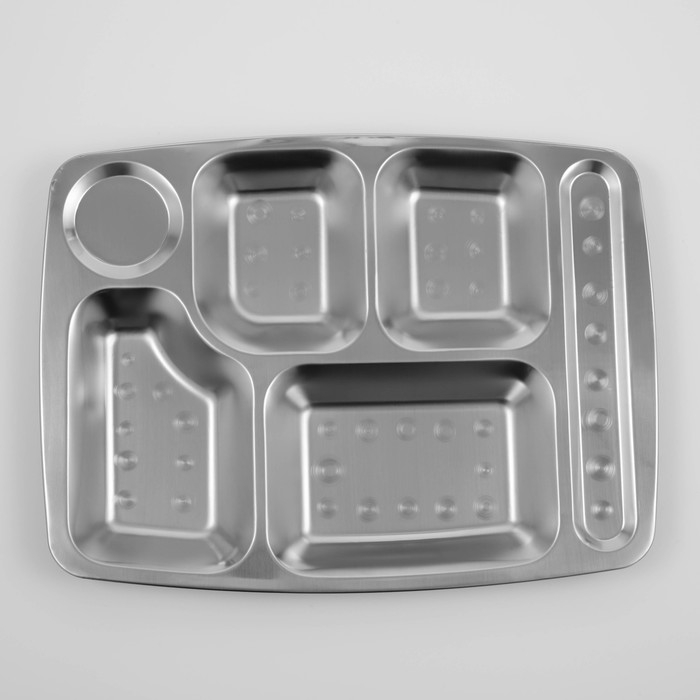 Поднос из нержавеющей стали, 6 секций, 35&times;26&times;2 см