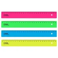 Линейка 25 см Стамм, пластиковая, непрозрачная, неоновые цвета, европодвес, микс