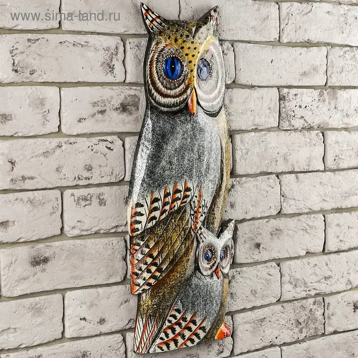 Настенное панно "Две совы" 48х20х2,5 см