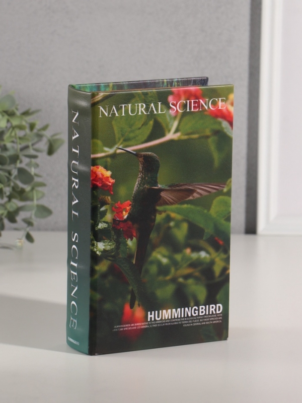 Сейф-книга дерево кожзам "Птицы. Колибри" 21х13х5 см