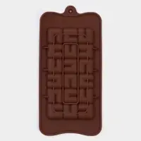 Форма для шоколада Доляна &laquo;Лабиринт&raquo;, силикон, 22&times;11&times;1 см, 18 ячеек, коричневая